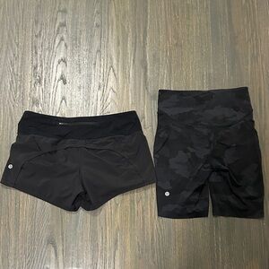 Bundle of lululemon athletica Black Women's Running Shorts & Camo Bike Shorts